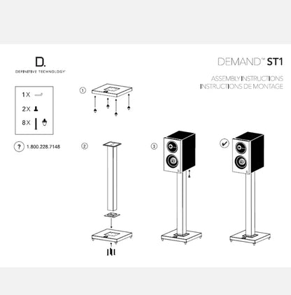 Definitive Technology ST1 | Speaker Stands | Black | Pair