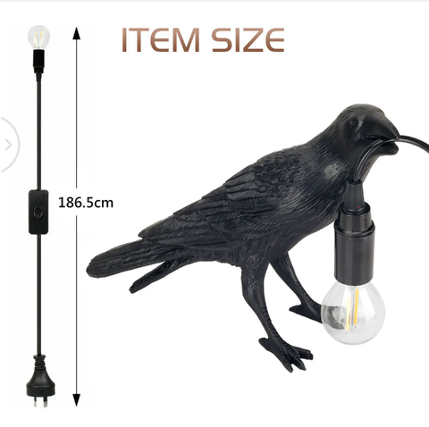 Black Bird Table Lamps Resin Crow Desk Lamp Bedroom Sconce Wall Light Fixtures