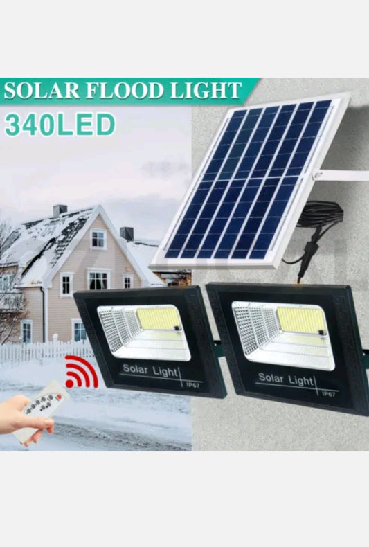 LED Solar Flood Light Sensor Street Outdoor Garden Remote Security Dual Lights