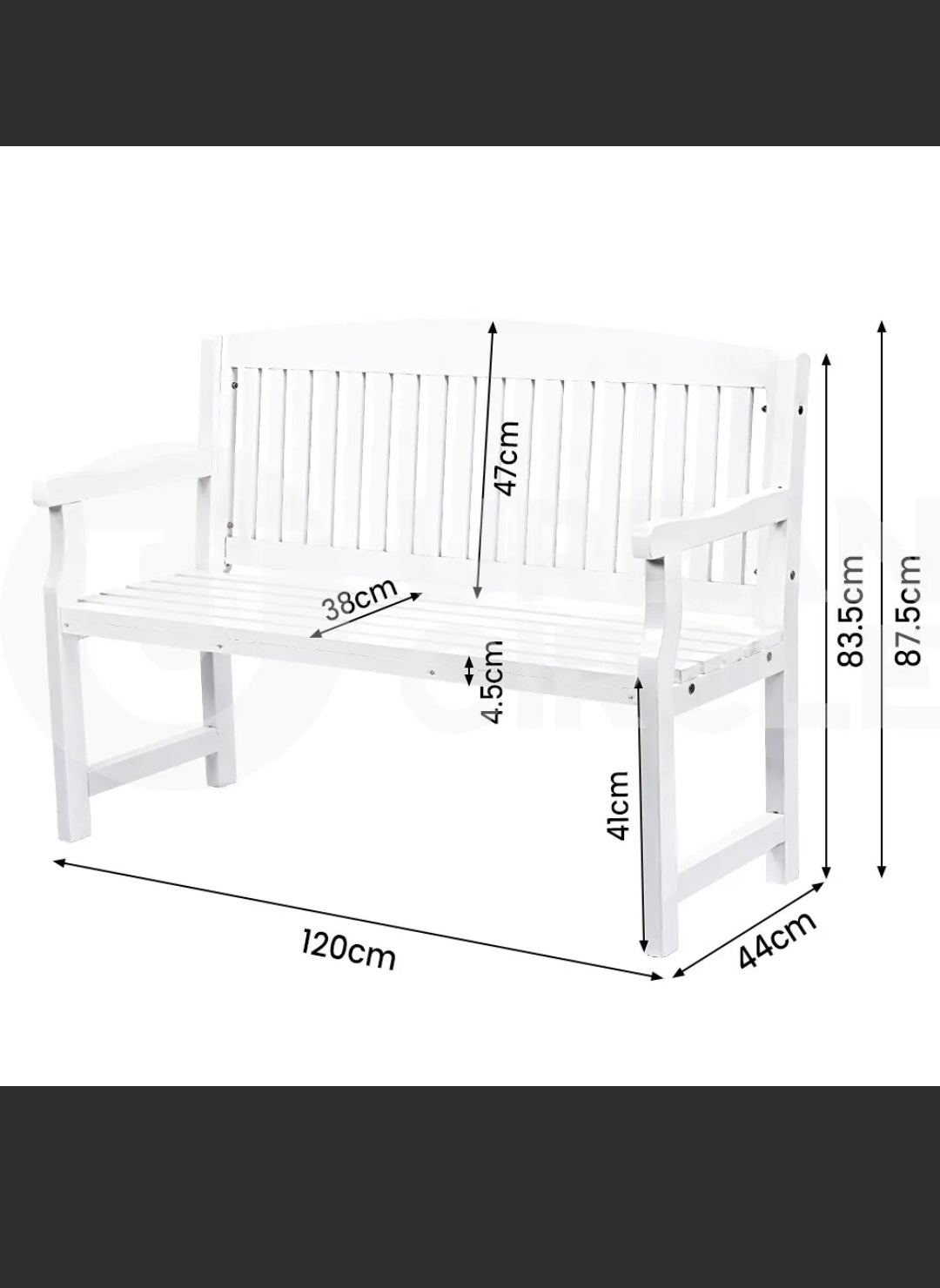 Furb Wooden Garden Bench Outdoor Chair Loveseat Backyard Furniture Lounge White