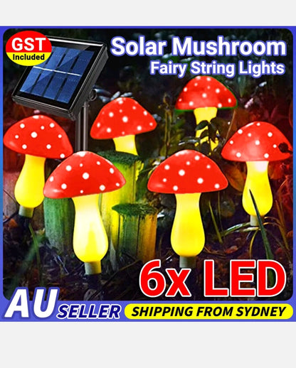 Solar Mushroom Fairy String Light LED Outdoor Garden Ornament Statues Yard Decor