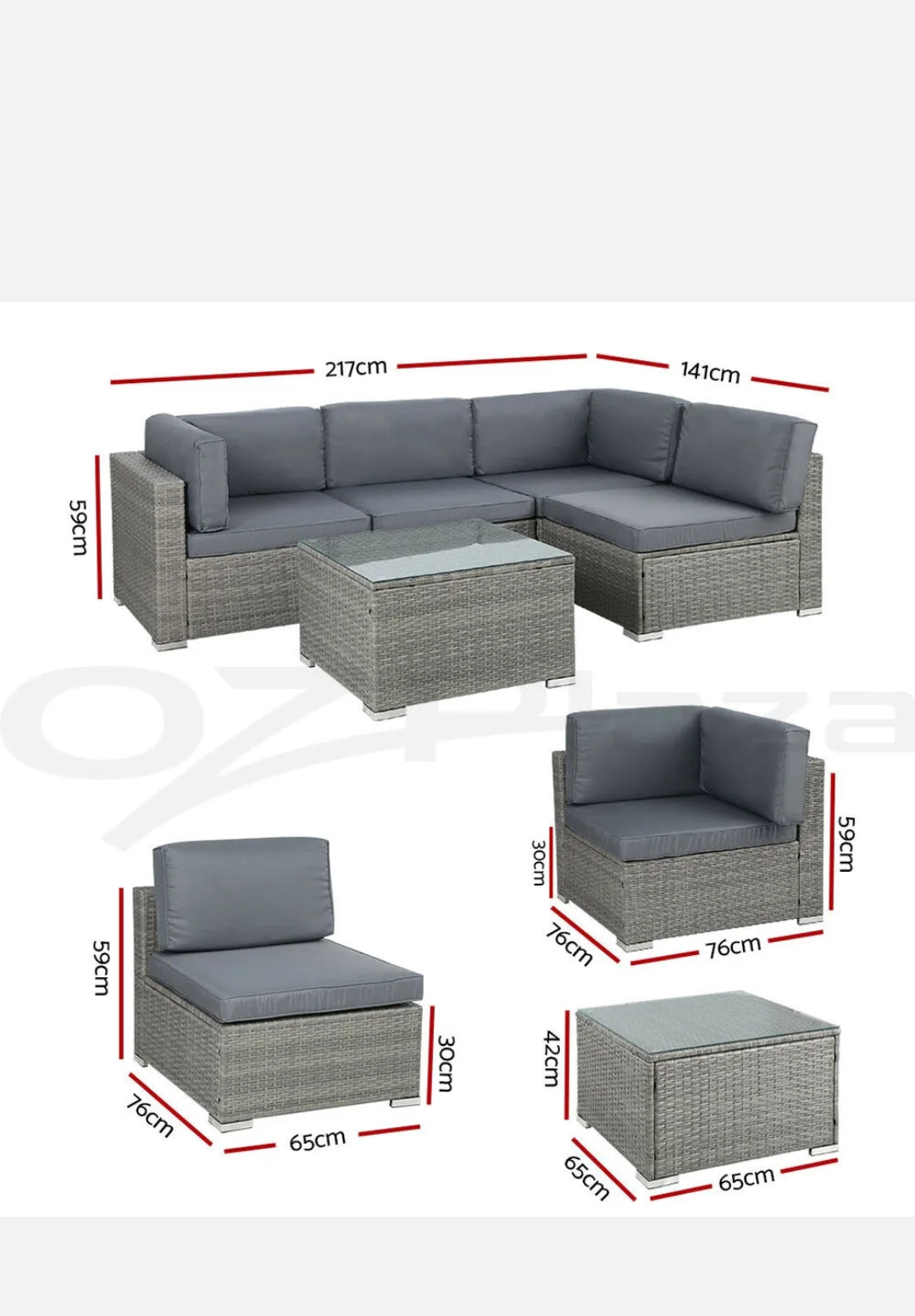 Gardeon 5-Piece Outdoor Furniture Sofa Set Wicker Lounge Setting Table Chairs