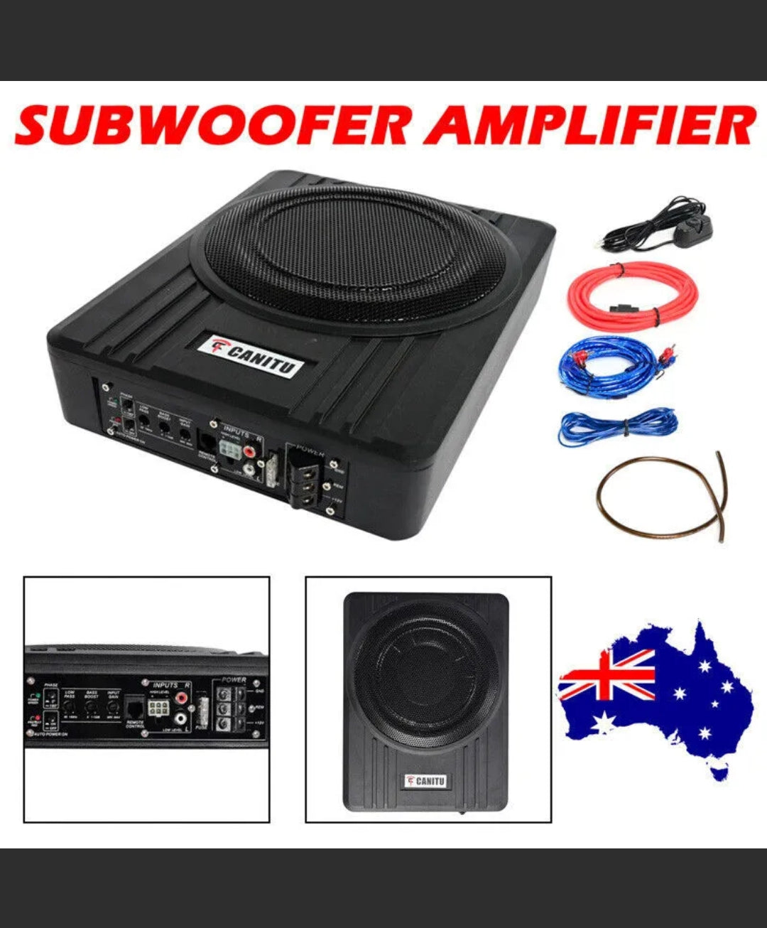 10'' Car Subwoofer Under-Seat Amplifier Speakers Audio Sub Woofer Slim Box 600W