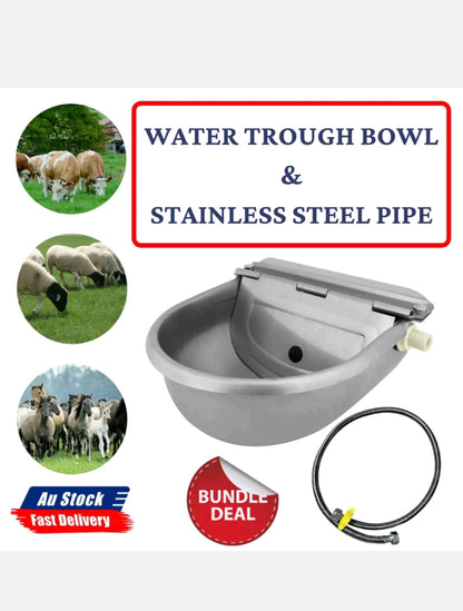 Stainless Pipe Water Trough Bowl Auto Drinking For Dog Horse Chicken Auto Fill