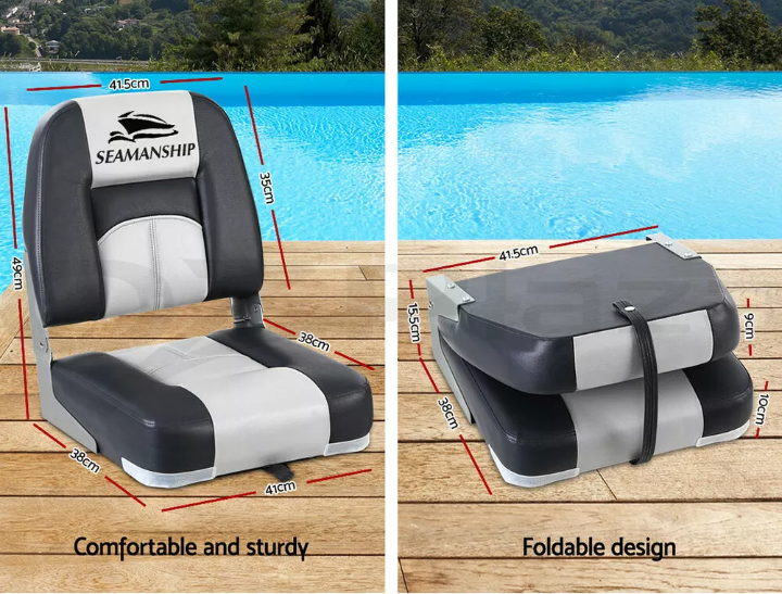 Seamanship 2X Folding Boat Seats Seat Marine Seating Set Swivels All Weather