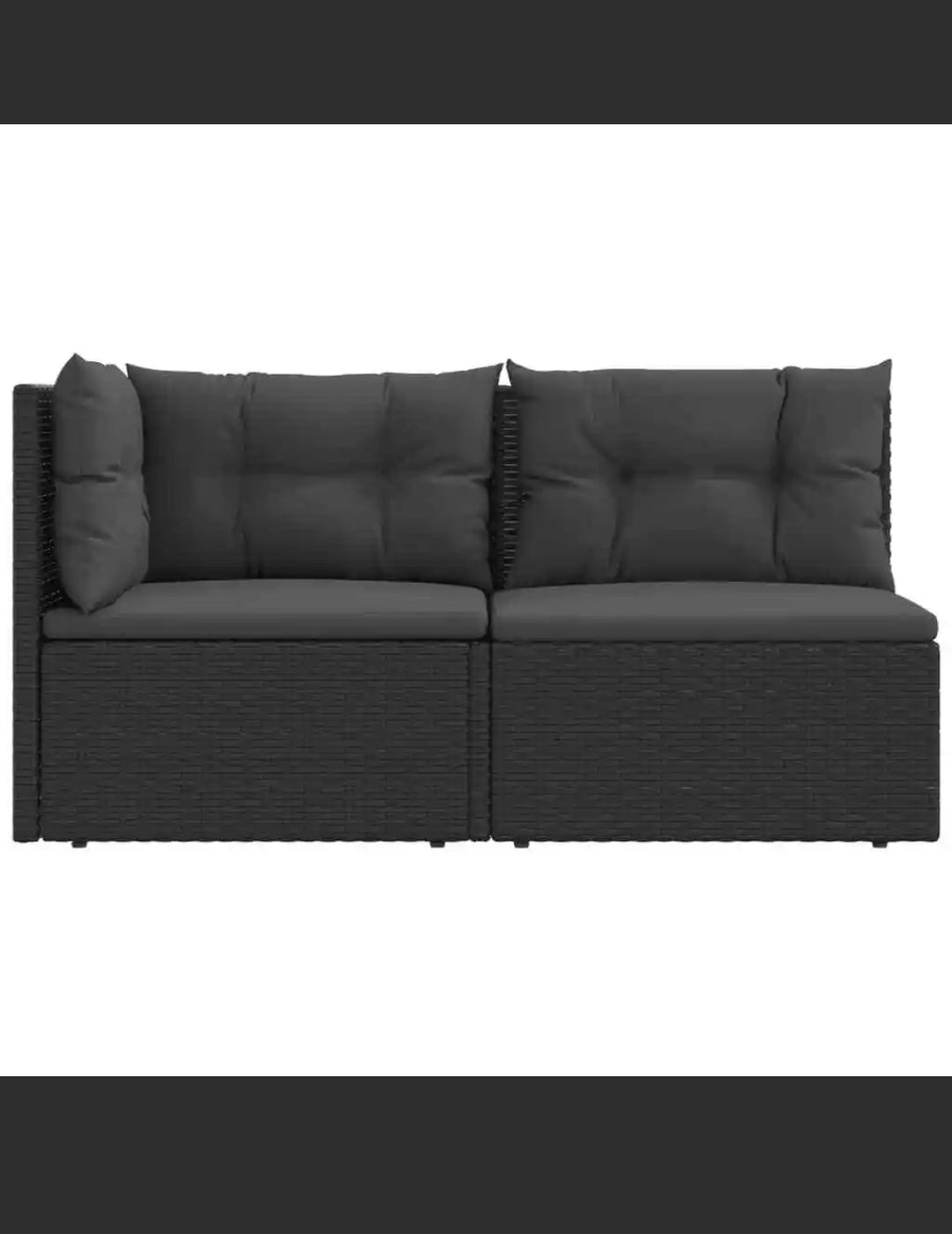 Garden Lounge Set 2 Piece with Cushions Black Poly Rattan Outdoor Sofa vidaXL