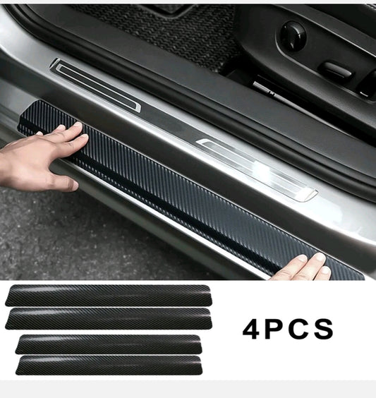 4x Carbon Fiber Car Door Plate Sill Scuff Cover Anti-Scratch Sticker Accessories