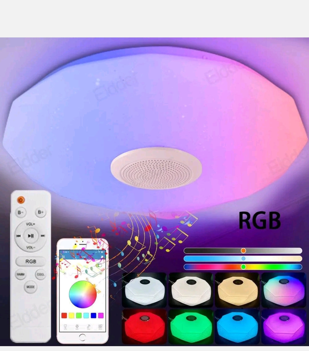 Smart LED Ceiling Light Dimmable RGB Bluetooth Music Speaker Lamp Living Room