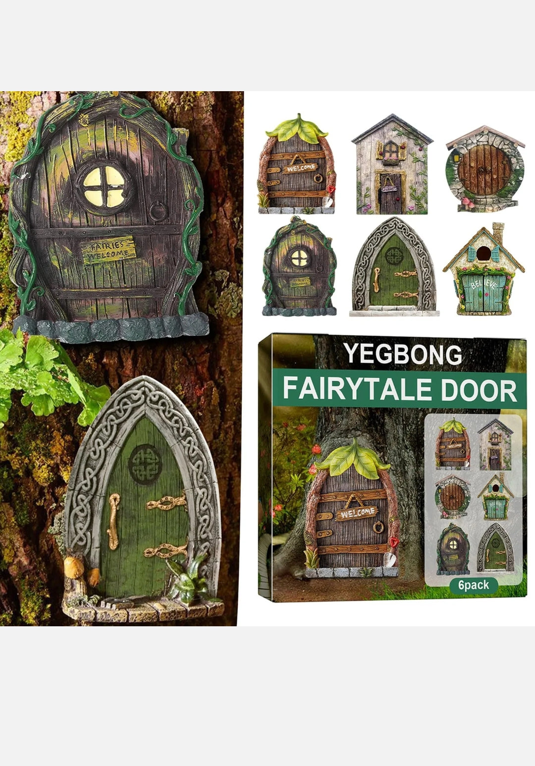 6PCS Miniature Fairy Door Garden Gnome Yard Art Sculpture Home Decoration New