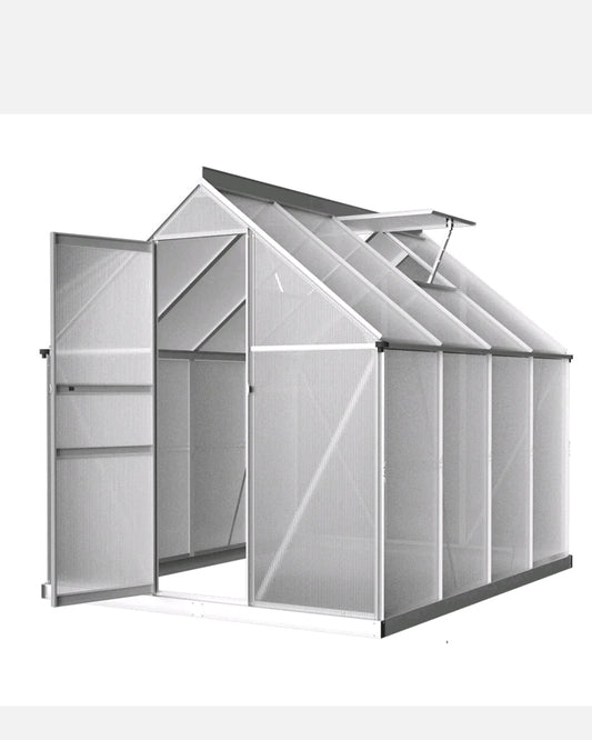 Greenfingers Greenhouse Aluminium Green House Polycarbonate Garden Shed 2.4x1.9M