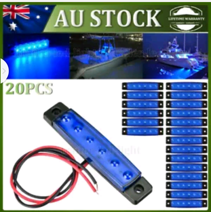 20x Marine Boat Blue LED Deck Lights Waterproof Stern Transom Lights Trailer 12V - Bright Tech Home