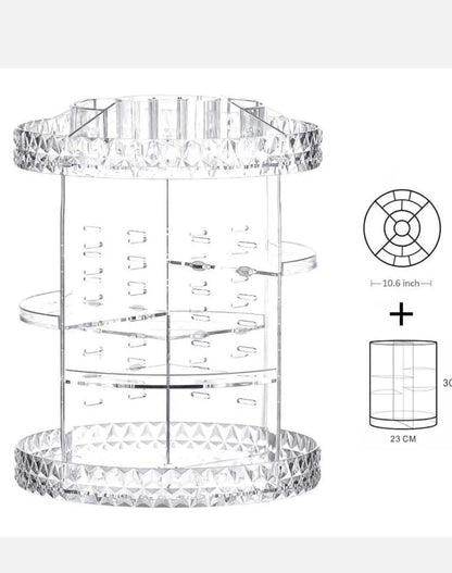 Acrylic Makeup Organiser 360° 3 Layer Rotating Clear Cosmetics Holder Storage AU