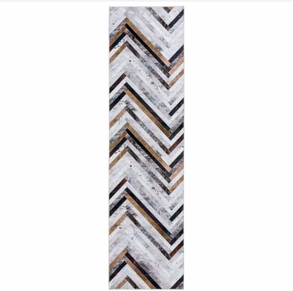 Hallway Runner Faux Cowhide Zigzag Corridor Runners Non Slip Carpet 80x300cm