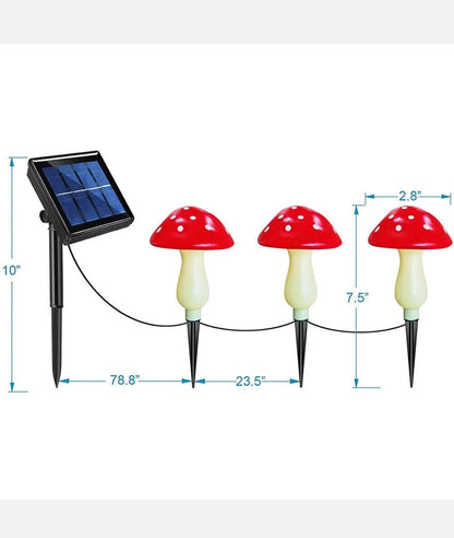 Solar Mushroom Fairy String Light LED Outdoor Garden Ornament Statues Yard Decor