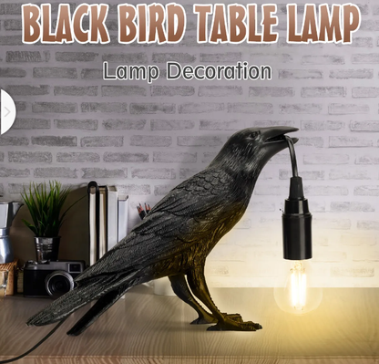 Black Bird Table Lamps Resin Crow Desk Lamp Bedroom Sconce Wall Light Fixtures