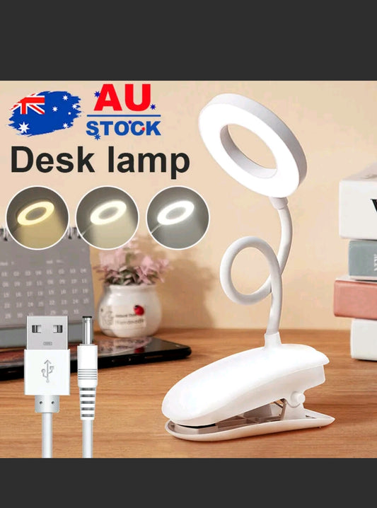 Flexible Clamp Clip-On LED Light Reading Table Desk Bed Bedside USB Night Lamp