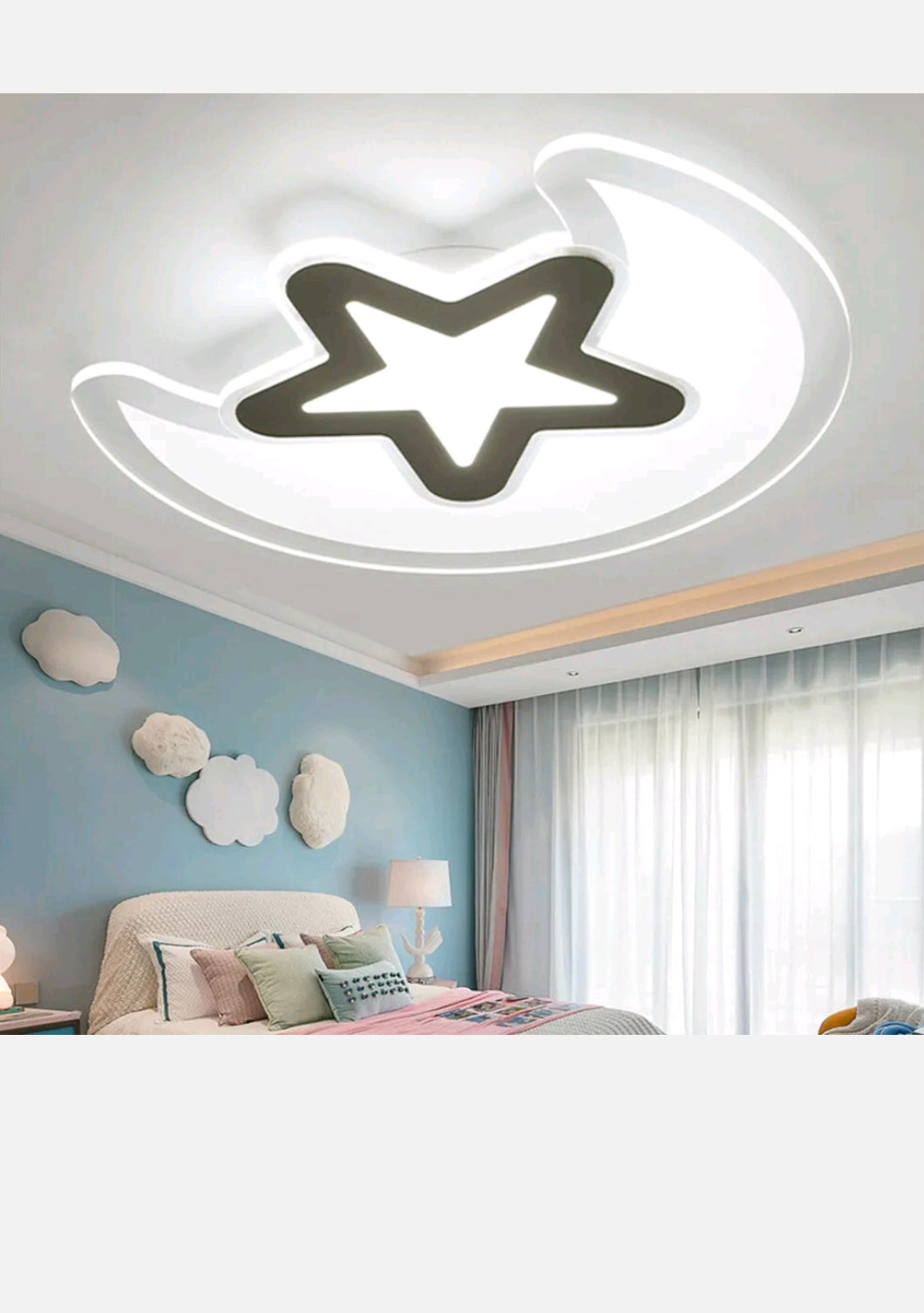 Modern Indoor Acrylic LED Ceiling Light Moon Star Ceiling Lamp Kids Room Bedroom