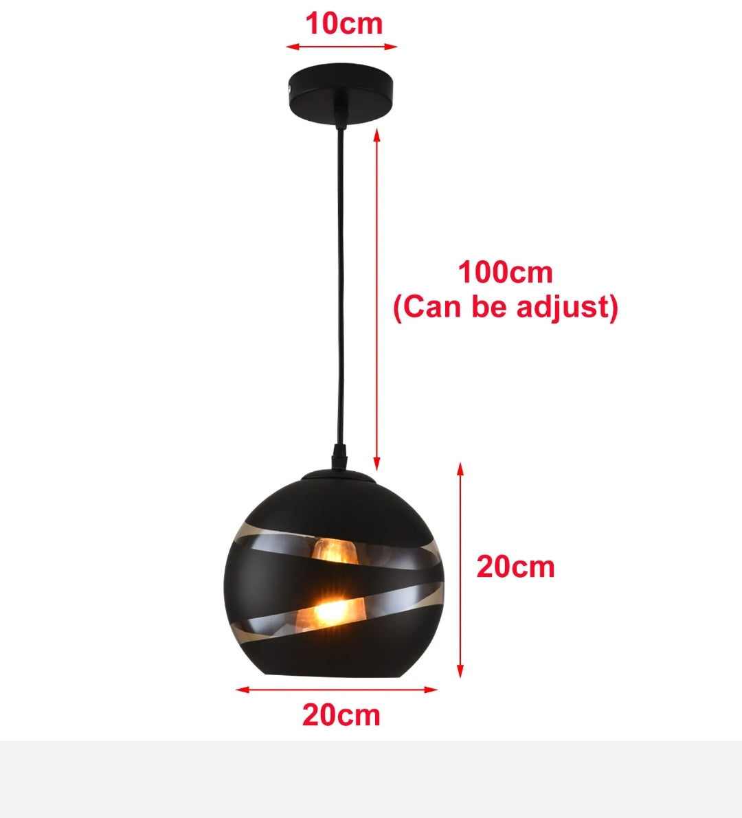 Pendant Light Black Kitchen Chandelier Light Glass Bar Ceiling Light Coffee Shop