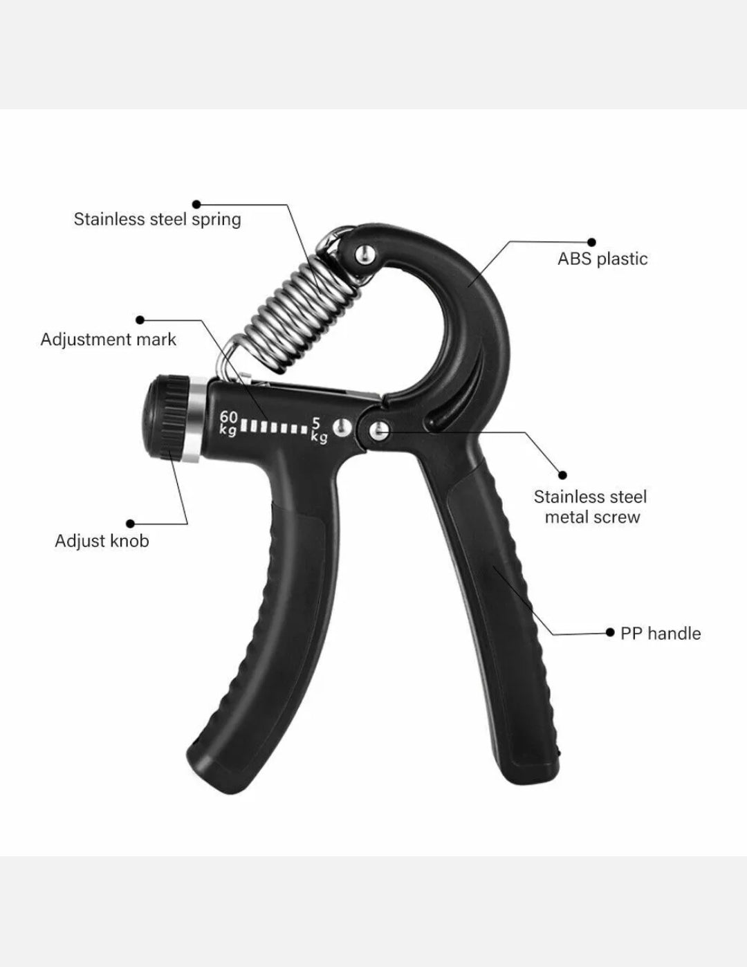 5-60Kg Adjustable Power Hand Grip Forearm Exerciser Gripper Strengthener Trainer