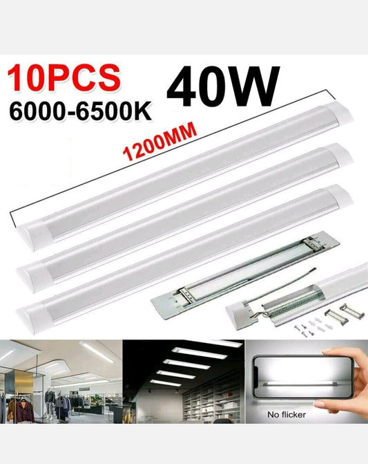 10x 120CM LED Tube Light Batten Linear Slim Light WorkShop Garage Lamp 40W 6500K