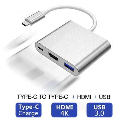 USB-C HDMI USB 3.0 Adapter Converter Cable 3 in 1 Hub For MacBook Pro iPad TypeC