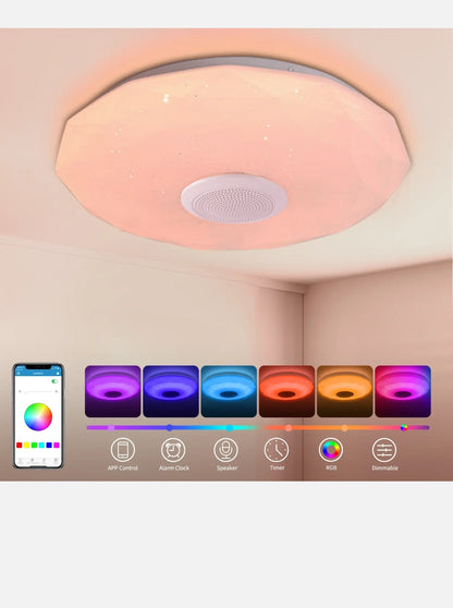 Smart LED Ceiling Light Dimmable RGB Bluetooth Music Speaker Lamp Living Room