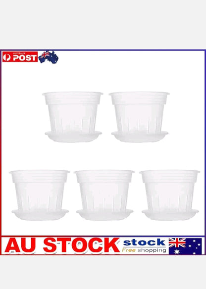 5x Orchid Planting Pots Transparent Seedling Garden Flower Pot (with Base)