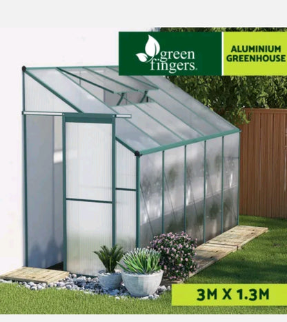 Greenfingers Greenhouse Aluminium Green House Garden Shed Polycarbonate 3x1.27M