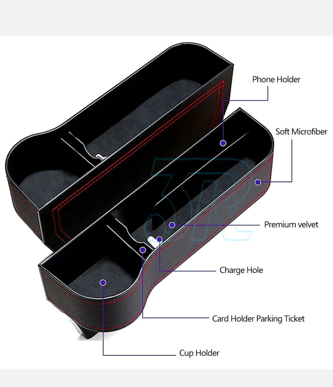 2PCS Car Seat Storage Box&Console Side Pocket Coin Phone Organiser Cup Holder