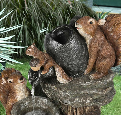 Animal Yard Family Bathing Patio Ornament Statue Luminous Sculpture Garden Decor