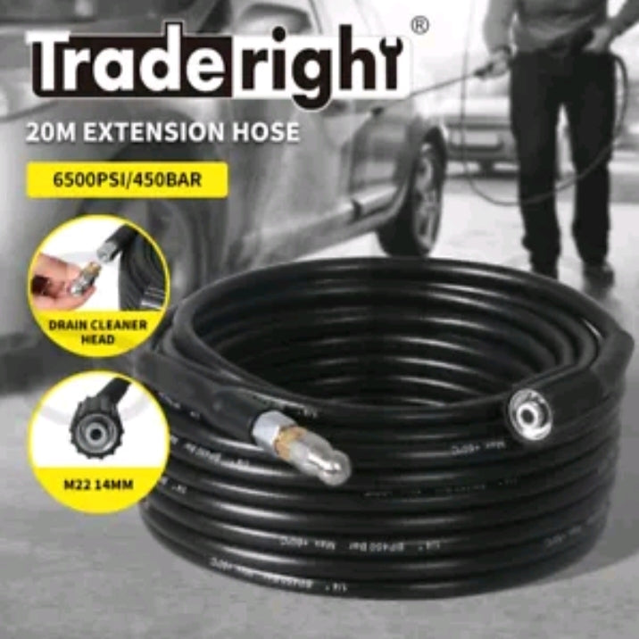 Traderight Extension Hose Pressure Washer 20M Drain Cleaner Nozzle M22 Connector - Bright Tech Home