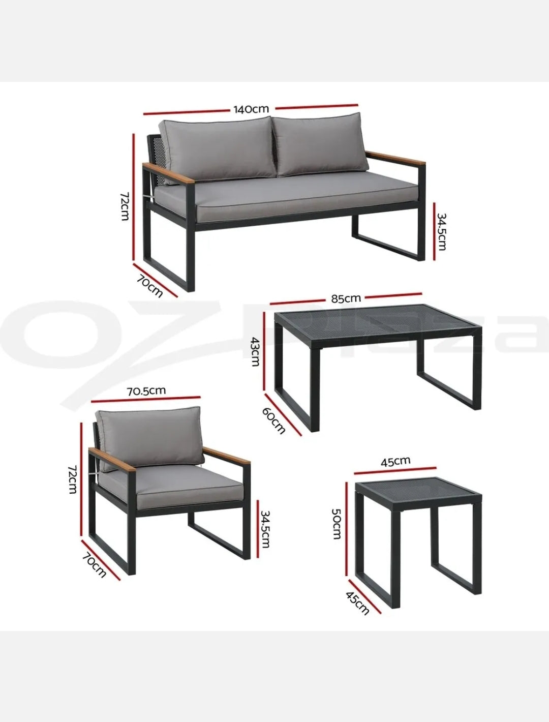 Gardeon Outdoor Sofa Set 3-Seater Corner Modular Lounge Setting Steel