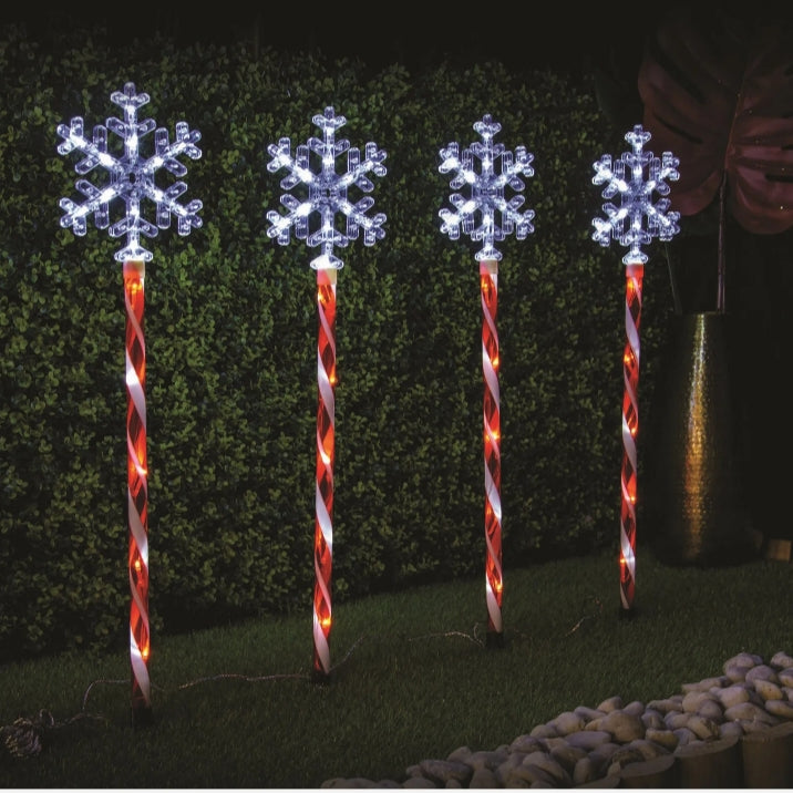 4 Pack Flashing Snowflake Cool White 68 Leds In/outdoor Christmas Xmas Lights - Bright Tech Home