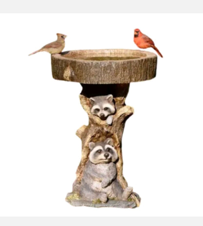 Resin Raccoon Bird Bath Garden Ornament Decor Statue Sculpture Outdoor Feeder A - Bright Tech Home