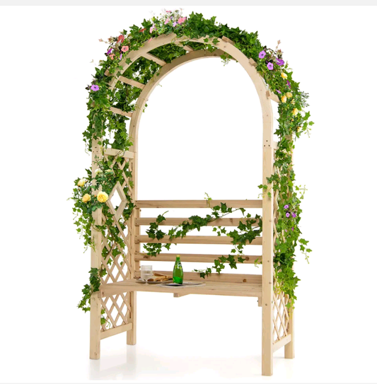 Wooden Garden Arbour Climbing Plants Support Wedding Arch Bench Trellis Pergola