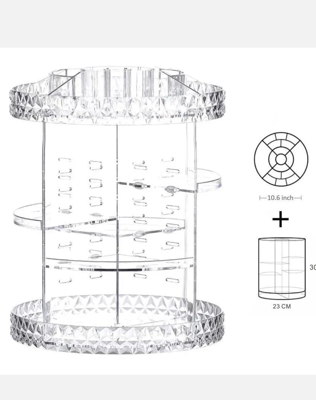 Acrylic Makeup Organiser 360° 3 Layer Rotating Clear Cosmetics Holder Storage AU