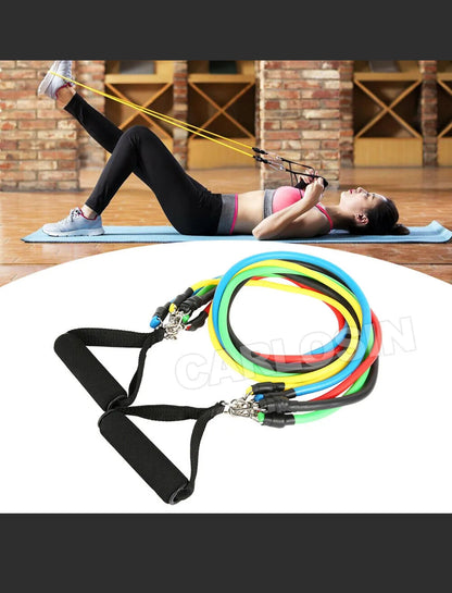 13 PCS Resistance Bands Set Yoga Pilates Abs Exercise Fitness Tube Workout Bands