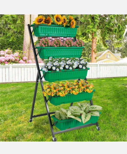 5Tier Food Safe Planter Box Removable Ladder Raised Garden Bed f/ Herb Vegetable