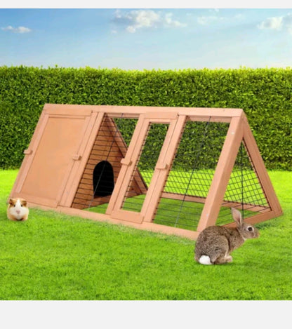 i.Pet Rabbit Hutch Chicken Coop Run Wooden Cage Guinea Pig House Outdoor Large