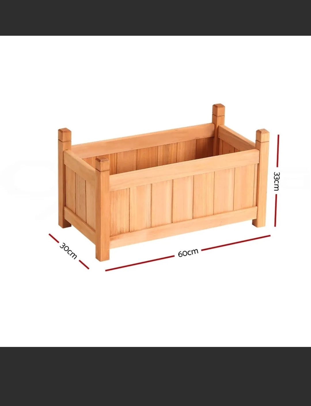 Greenfingers Garden Bed Raised Wooden Planter Box Vegetables 60x30x33cm