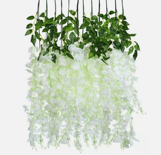 12x Artificial Silk Fake Flower Garland Vine Wisteria Leaf Hanging Wedding Decor - Bright Tech Home