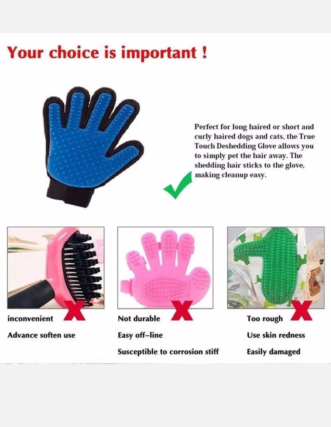 PET DOG CAT GROOMING MAGIC CLEANING GLOVE HAIR AND DIRT REMOVER BRUSH DESHEDDING