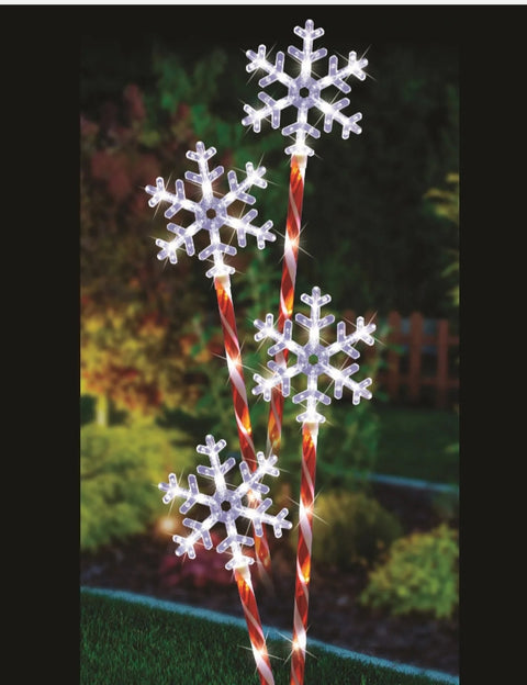 4 Pack Flashing Snowflake Cool White 68 Leds In/outdoor Christmas Xmas Lights - Bright Tech Home