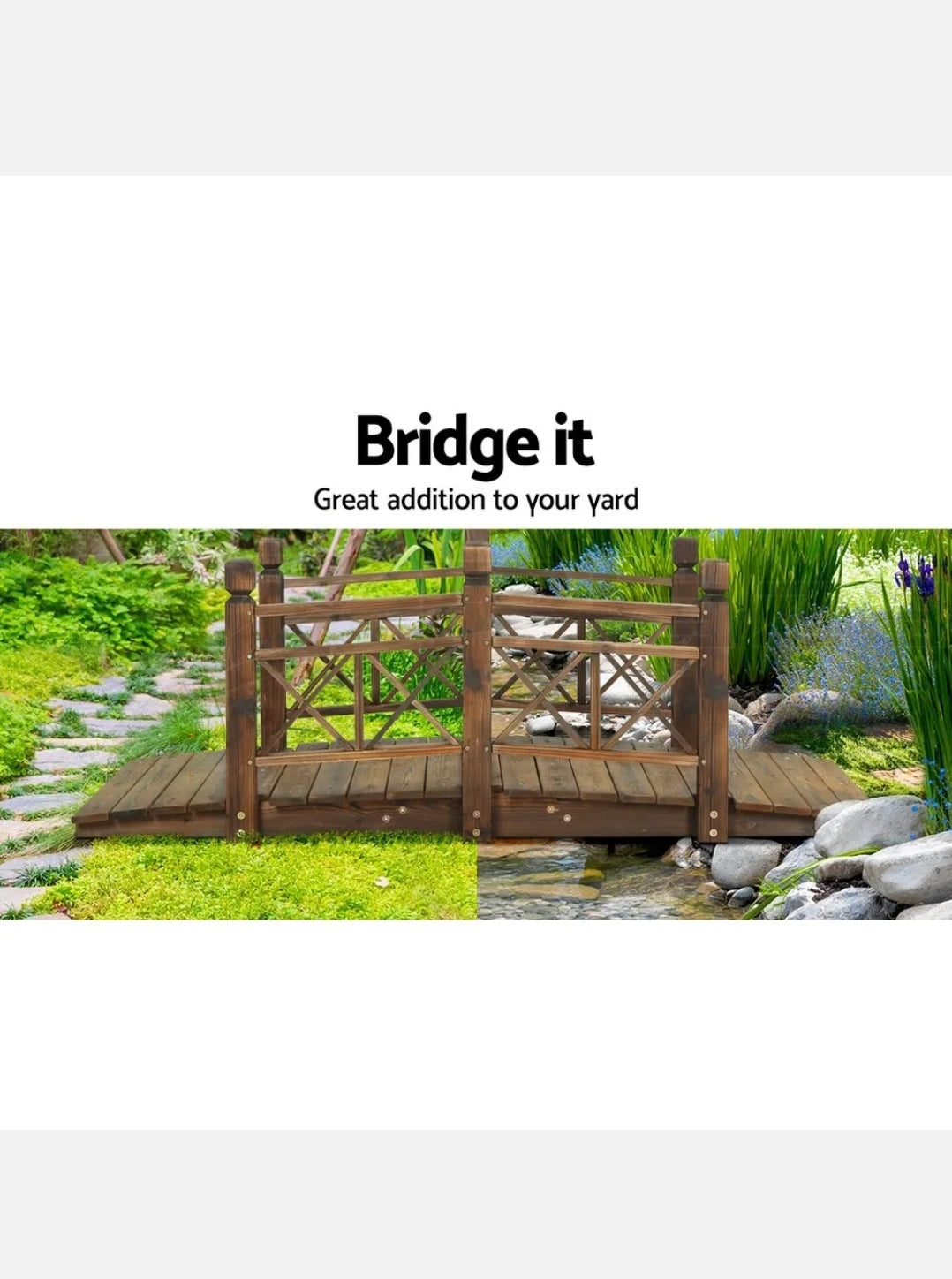 Gardeon Garden Ornaments Wooden Rustic Bridge Decor Outdoor Decoration Yard