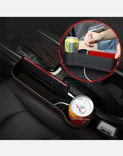 2PCS Car Seat Storage Box&Console Side Pocket Coin Phone Organiser Cup Holder