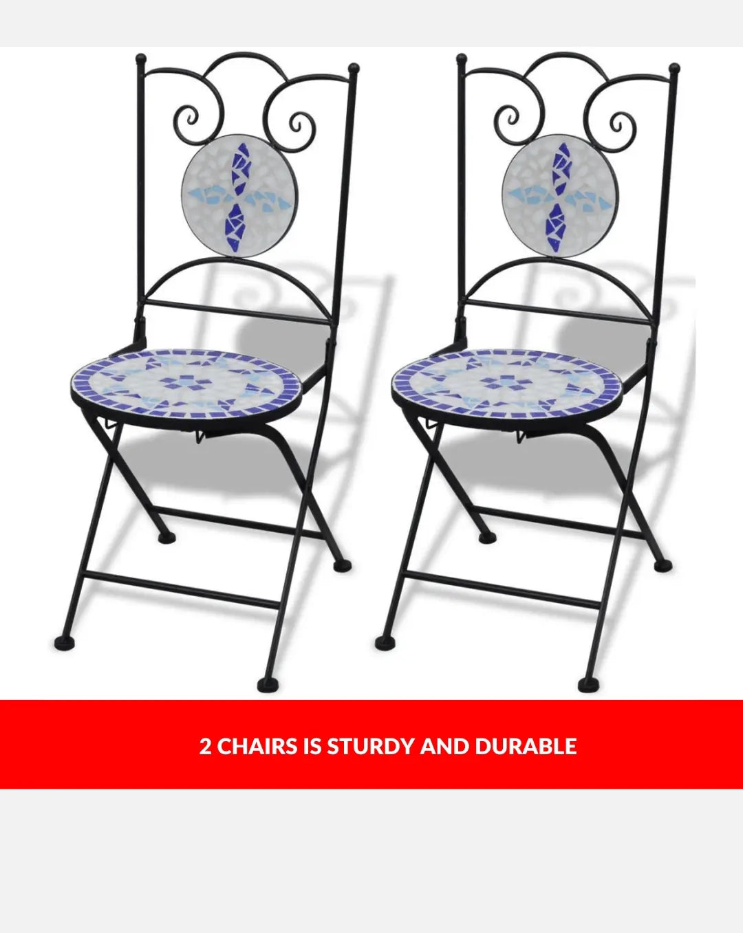 3pcs Mosaic Bistro Setting Table And Chairs Set Outdoor Garden Balcony Furniture