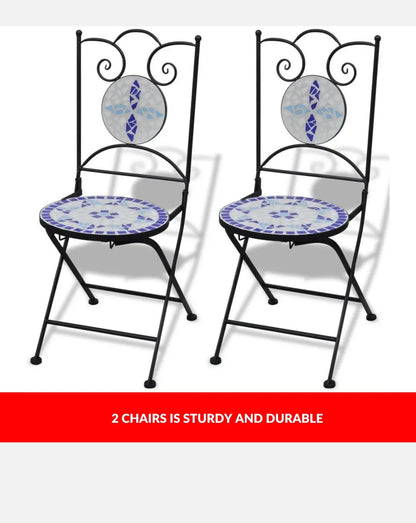 3pcs Mosaic Bistro Setting Table And Chairs Set Outdoor Garden Balcony Furniture