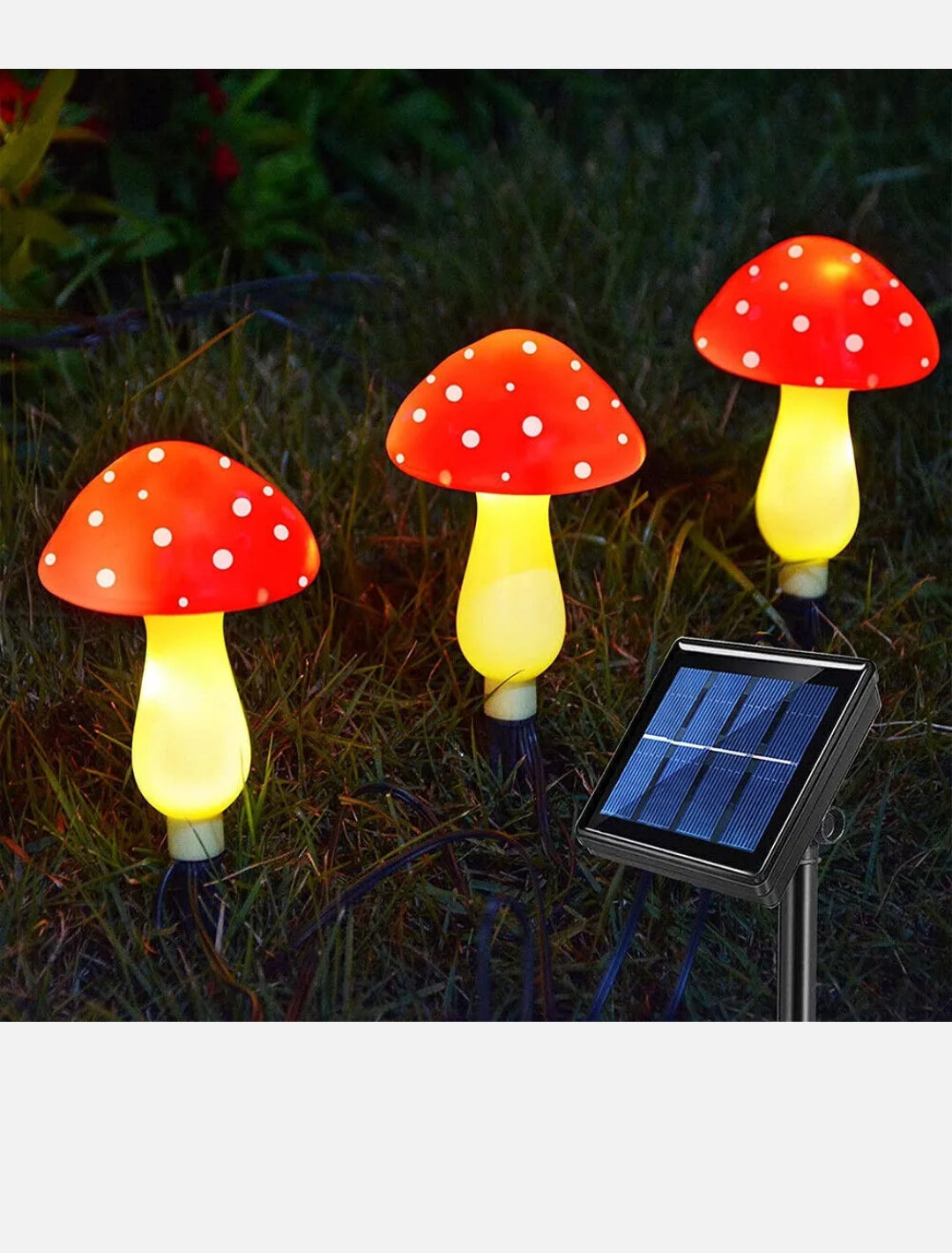 Solar Mushroom Fairy String Light LED Outdoor Garden Ornament Statues Yard Decor