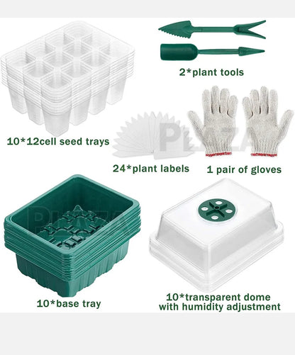 10 Plant Seeds Grow Box Propagation Nursery Garden Seedling Starter Tray 12 hole