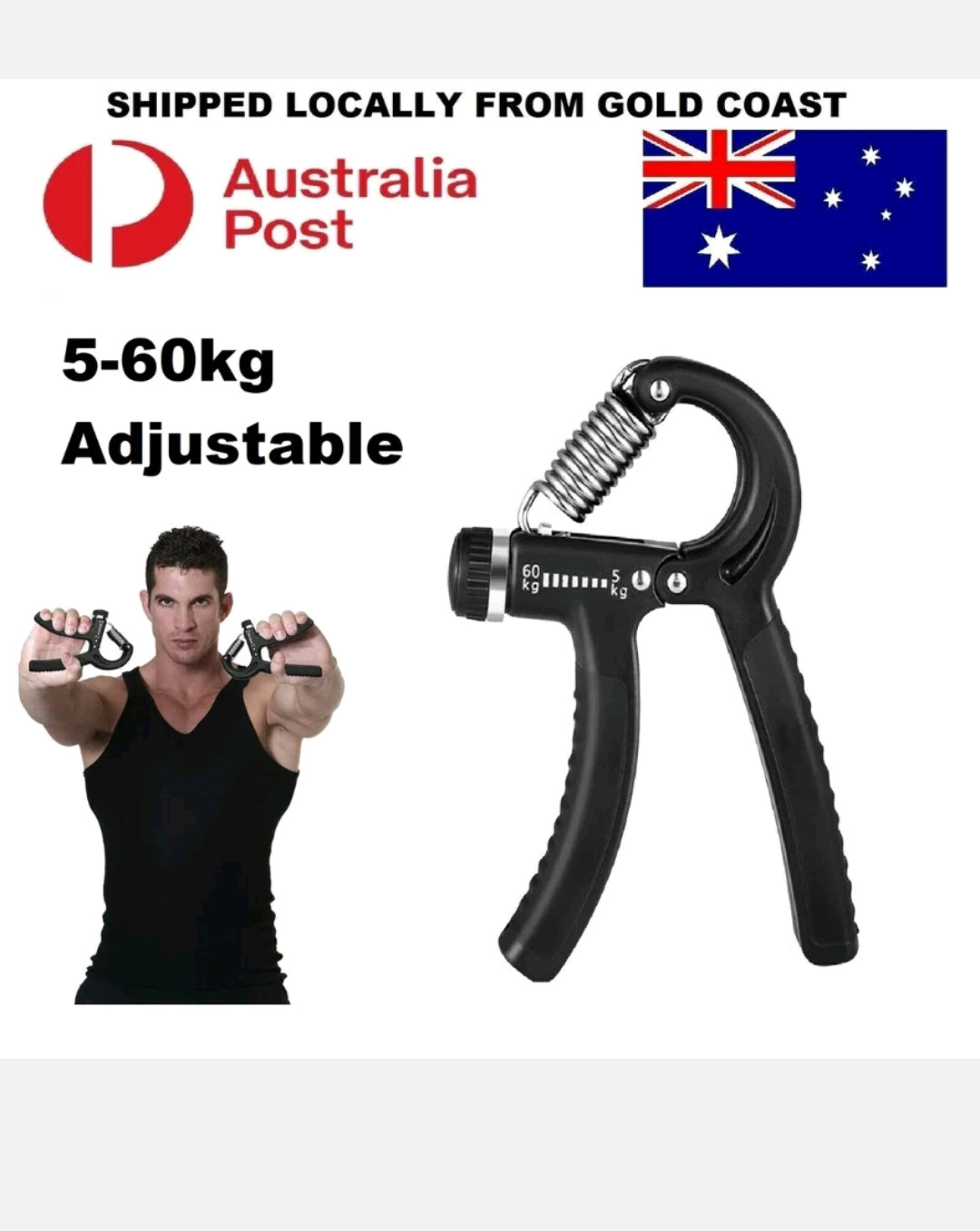 5-60Kg Adjustable Power Hand Grip Forearm Exerciser Gripper Strengthener Trainer